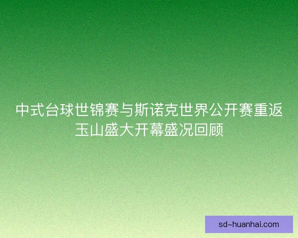 中式台球世锦赛与斯诺克世界公开赛重返玉山盛大开幕盛况回顾